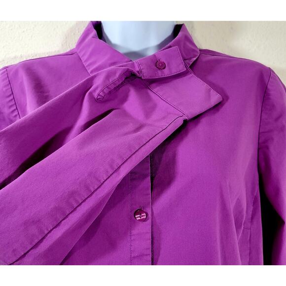 Worthington Purple Button Up Pointed Collar Top 10 Lightweight Long Sleeves Soft - Picture 2 of 7